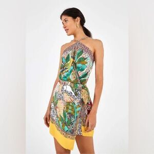 Farm Rio Gayatri Halter Mini Wrap Dress Size Small